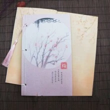 復古墨畫＆風線裝筆記本,a5復古風日記禮物套裝,隨機圖案 - 彩色 - 查看 4