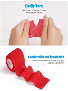 Latest 1 Roll 2.5cm/5cm/7.5cm/10cm X 4.5m Self-Adhesive Elastic Bandage, Sports Bandage, Multi-Color Self-Adhesive Bandage, Wrap Bandage Gym Accessories Gym Bandages Sports Tape - Red - View 4