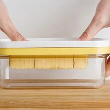 Butter Dish With Slicer, Temperature Resistant Cuttable Butter Keeper Box Airtight Storage Container For Home Kitchen - Clear - View 2