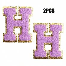 2pcs Ladies Golden Edge 4 Colors English Letters Hot Melt Glue Ironing Wool Embroidery Patches Decorate Bags And Clothes