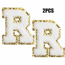 2pcs Ladies Golden Edge 4 Colors English Letters Hot Melt Glue Ironing Wool Embroidery Patches Decorate Bags And Clothes
