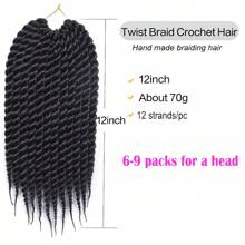 Crochet Braids 12Inch Havana Twist Braids 12Roots Thick Braided Synthetic Fiber Hair For Braids African Braiding Hair Extensioins Black Color