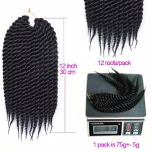 Crochet Braids 12Inch Havana Twist Braids 12Roots Thick Braided Synthetic Fiber Hair For Braids African Braiding Hair Extensioins Black Color