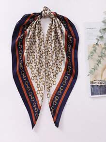 Boho 1pc Versatile And Fashionable Retro Flowers Sweet Picnic-Ins Style Chain Pattern Spring/Summer New Women Scarf