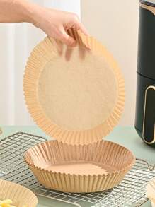 50入組不粘烤紙棉紙，適用於熱風炸鍋、烤箱、微波爐，7.9吋廚房烤紙、烤盤襯墊、烤紙膜、炸鍋紙、烤盤用紙 - 黃色 - 查看 3