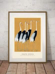 1PC Canvas Poster, Herons Cranes Flock Birds Ogata Korin Vintage Đơn sắc Minh họa Màu vàng mù tạt Có khung Nghệ thuật treo tường In Poster Nghệ thuật treo tường cho phòng khách, Trang trí tường cho phòng ngủ, Trang trí nội thất Trang trí phòng, Không khung - Nhiều màu - Xem 2