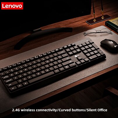 Lenovo Lecoo Wireless Keyboard And Mouse Combo, 2.4G Full-Sized Ergonomic Keyboard Mouse, USB Keyboard And Mouse, Quiet Click For Computer/Laptop/Windows/