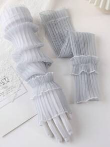 1 对女士褶皱网眼袖套，时尚、甜美、可爱，适合日常穿着、舞会情人节 - 袖套 - 查看 7