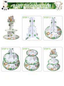 1 chiếc giá đựng bánh cupcake hình động vật rừng, trang trí tiệc sinh nhật chủ đề rừng rậm, giá trưng bày thức ăn/giá để bánh. - Nhiều màu - Xem 6