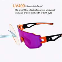 Photochromic Cycling Sunglasses With 3 Lenses - Purple - View 4