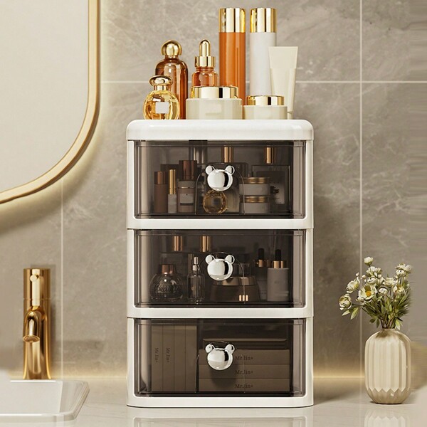 1Pc 3-Layer White Makeup Storage Box For Dust Protection Makeup Storage Holder For Living Room, Bathroom, Bedroom, Home Decoration Bag, Room Decor, Bags, Makeup Bag, Vanity, Travel, Make Up Bag, Travel Essentials, Organizer, Storage, Travel Essential, Makeup Organizer, Makeup Bags, Toiletry Bag, Desk Organiser, Cosmetic Bag, Makeup Pouch, Make Up Organizer, Vanity Accessories, Make Up Pouch, Make Up Bags, Jewellery Box, Pouch, Makeup Brush Holder, Brush Holder, Perfume Organiser, Pouch Bag