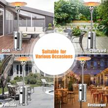 48,000 BTU Patio Propane Heater Stainless Steel W/Table & Wheels - Bạc - Xem 4