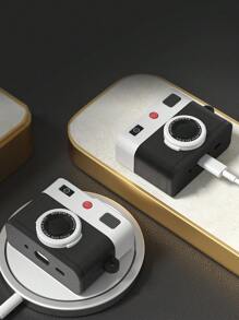 1 Máy Ảnh Cổ Điển Hình Máy Ảnh Bảo Vệ Tai Nghe Tương Thích Với AirPod Pro/3, Silicon Sáng Tạo Không Dây Tai Nghe Ốp Lưng - màu đen - Xem 4