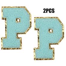 2pcs Ladies Golden Edge 4 Colors English Letters Hot Melt Glue Ironing Wool Embroidery Patches Decorate Bags And Clothes