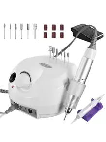 Pulidor Esmeril De Uñas De 35000 Rpm Pulidor Profesional - Taladro eléctrico de uñas, herramientas para pulir uñas, kit de manicura de 110 V/220 V, juego de pedicura y lima de uñas acrílicas Removedor de Uñas, Pedicura, Pedicure, Amortiguador de 6 Pies, Salón de Belleza, Hogar, Principiante,Aparatos para Cuidado Personal Material para el arte de las uñas Rosa, Blanco - Blanco - Ver 4