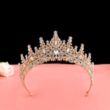 1件装 女孩奢华紫红色半圆形皇冠钻石首饰 婚礼美丽新娘派对女士皇冠皇家头饰 情人节配饰