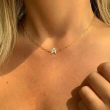 1 Vòng Cổ Cổ Điển Ban Đầu Kẹp Giấy Dây Chuyền Vòng Cổ Cho Nữ - Vàng - Xem 1