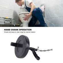 Desatascador de Tuberías de Tipo Disco: Herramienta de desatascar manual con resorte potente para inodoro, para baño, cocina y bañera - Negro - Ver 6