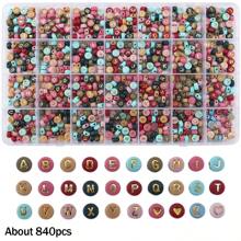 1200/840pcs 24/28 Grids A-Z White&Black Round Acrylic Letter Beads Loose Alphabet Beads For Jewelry Making Handmade DIY Fashion Bracelet Necklace Crafts Kit, White&Black White&Golden White&Multicolor Multicolor&Golden Black&Multicolor - White - View 11