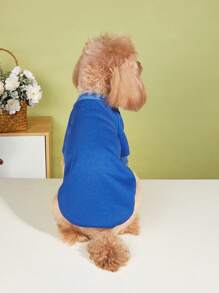1pc New Autumn/Winter Pet Clothing, Multiple Styles Available, Fashion Classic Solid Color Warm Sweatshirt For Chihuahua, Schnauzer, Bichon - Royal Blue - View 1