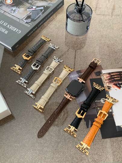 1PC Fashion Business Silver Black Leather Watch Band Watch Strap Compatible With IWatch 38mm 40mm 41mm 42mm 44mm 45mm 46mm 49mm,Men Women Universal Watchband Compatible With Apple Watch Series Ultra 3/2/1 11 10 9 8 7 SE3 6 5 4 3 2 1,Daily Business Wear Smart Watch Strap Compatible With Apple Watch Bands