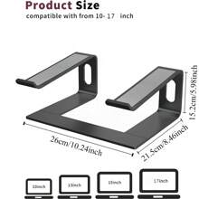Laptop Stand For Desk, Aluminum Computer Riser, Ergonomic Notebook Holder, Detachable Metal Laptops Elevator, PC Cooling Mount Support 10 To 17 Inches Notebook - Black - View 2