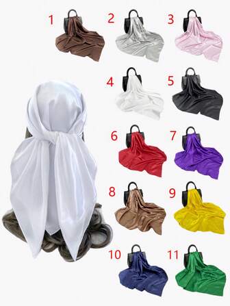 1入女士90cm模擬絲固色方巾,頭巾,頭帶
