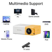 Mini Projector, 1080P Office Portable Projector, 3000 Lumen Video Projector,Support For Laptop/Smartphone/Game Console/TV Stick/PC,Compatible With USB, HDMl, Audio, AV. - UK Plug(220-240V) - View 6