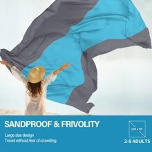 1pc Oversized Waterproof Beach Blanket For 4-7 Adults - Lightweight Quick Drying Sandproof Picnic Mat For Travel, Camping, Hiking - Enjoy Comfortable Outdoor Activities - Gray Blue - View 3