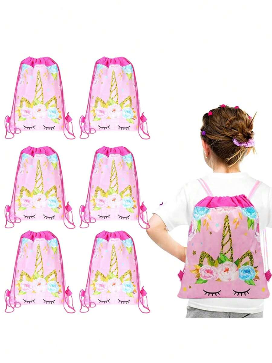1/2/6/12 件独角兽无纺布束口袋，独角兽背包袋派对礼品袋零食收纳袋生日礼品袋派对用品装饰套件 - Style A - 查看 1