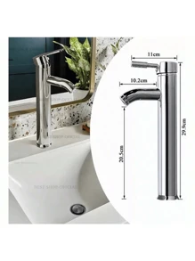 Llave Mezcladora De Baño Acero Inoxidable Larga Para Ovalin,Grifo Para Lavamanos Monomando De Agua Fría De Acero Inoxidable 304 De \Pulgada Con Colores De ,Plateado Para Instalar En Cubierta,Grifo Del Fregadero Del Baño Con Perillas Frías Y Calientes Y Boquilla Antisalpicaduras Que Ahorra Agua,Fregadero de cocina para lavar verduras - Plateado - Ver 1