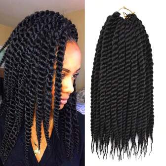 Crochet Braids 12Inch Havana Twist Braids 12Roots Thick Braided Synthetic Fiber Hair For Braids African Braiding Hair Extensioins Black Color