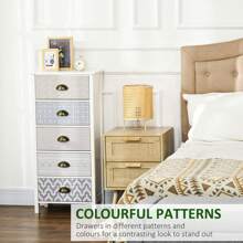 HOMCOM Bedroom Chest Of Drawers, 5-Drawer Tallboy Dresser With Metal Handles, Drawers Storage Unit For Living Room - Multicolor - View 5