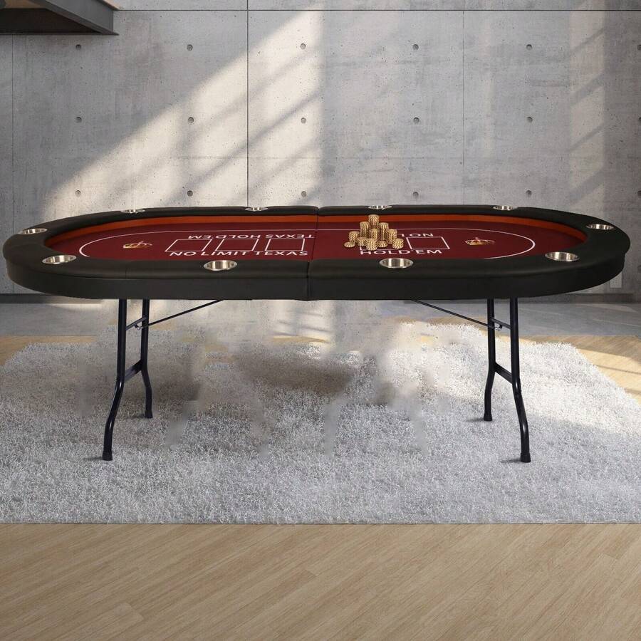 CHENGTUO Folding Poker Table 10 Players W/Upgraded Legs Cup Holders Texas Holdem