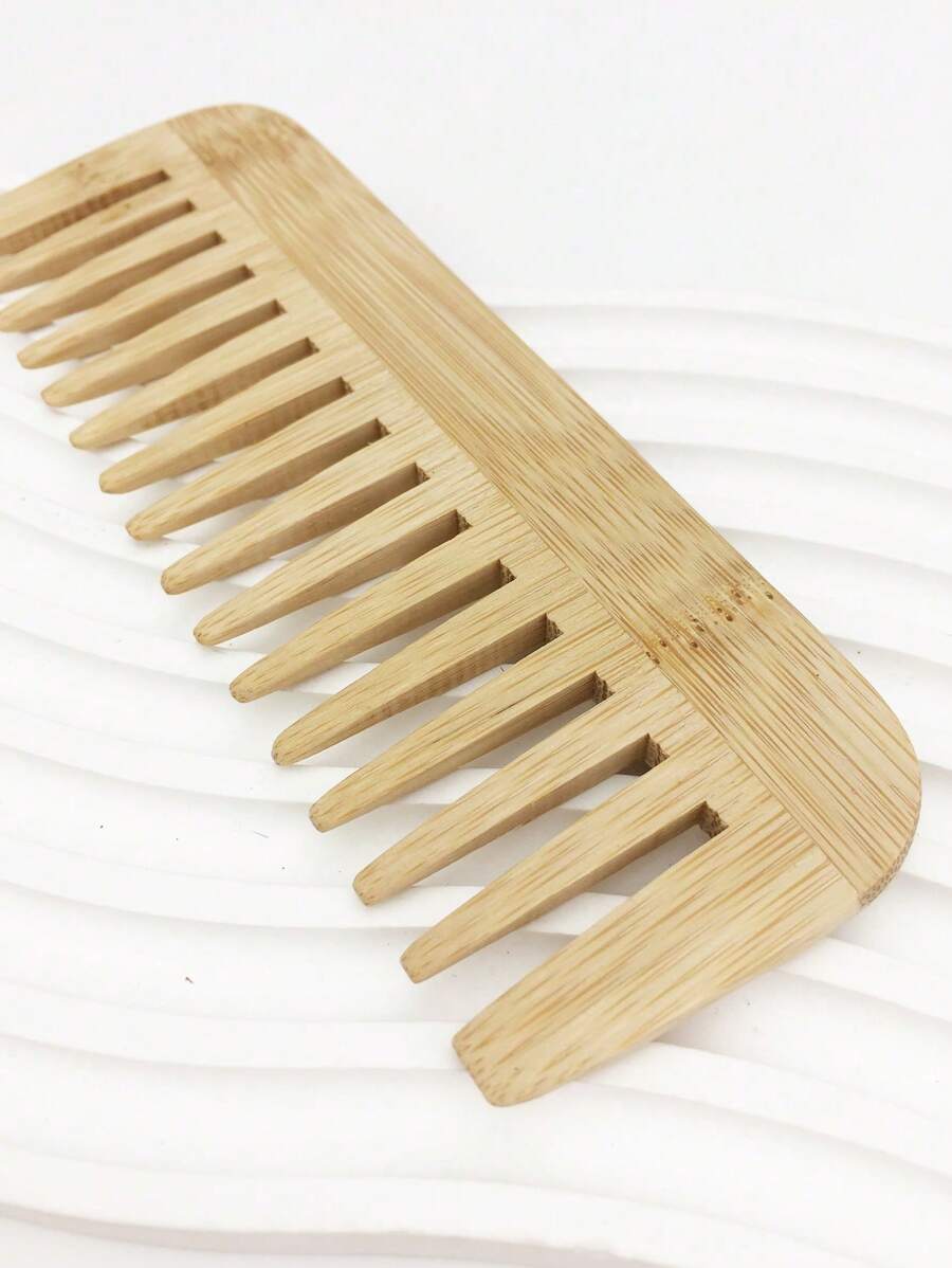1 chiếc lược răng thưa làm từ tre và gỗ, thích hợp cho tóc dầu và lược massage, trở lại trường học, vật dụng thiết yếu khi đi du lịch, phụ kiện tóc cho nữ - Xem 1