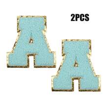 2pcs Ladies Golden Edge 4 Colors English Letters Hot Melt Glue Ironing Wool Embroidery Patches Decorate Bags And Clothes