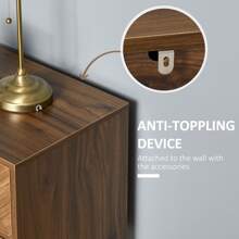 HOMCOM Bedside Table With Two Drawers, Side Cabinet Storage Unit With Metal Handles, Organisation Furniture For Living Room, Bedroom, Walnut Brown - Brown - View 4