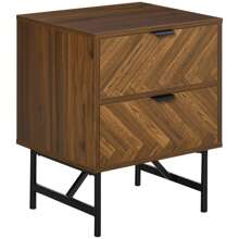 HOMCOM Bedside Table With Two Drawers, Side Cabinet Storage Unit With Metal Handles, Organisation Furniture For Living Room, Bedroom, Walnut Brown - Brown - View 6