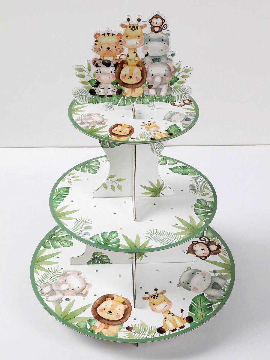 1 chiếc giá đựng bánh cupcake hình động vật rừng, trang trí tiệc sinh nhật chủ đề rừng rậm, giá trưng bày thức ăn/giá để bánh. - Nhiều màu - Xem 1