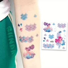 6 Sheets Glitter Mermaid Temporary Tattoo Stickers - Blue - View 5