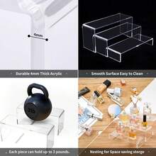 JTNT 3 层亚克力展示架，透明 3 件，适用于木偶食品摊位展示人物自助餐纸杯蛋糕、甜点、珠宝、收藏品，透明矩形亚克力展示架 - Clear - 查看 4