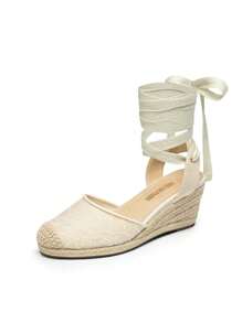Women's Closed Toe Lace Up Espadrilles Fashion Straps Sandals  Vocation Beach Dressy Summer Platform Wedge Sandals Shoes - 彩色 - 查看 2