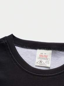 2 szt./zestaw Tween dziewczynka Dopasowanie do Śliczny Księżyc & Lampki Nocne & Meczet Nadruk Krótki Rękaw Koszulka  I Długi Spodnie , Letni casual Wygodny Komplety piżamowe - Czarne - Zobacz 4