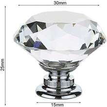 12Pcs Clear Diamond Crystal Glass Door Knobs Drawer Wardrobe Cabinet Handles - White - View 2
