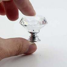 12Pcs Clear Diamond Crystal Glass Door Knobs Drawer Wardrobe Cabinet Handles - White - View 4