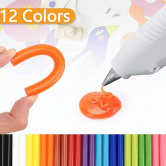 12pcs Colored Hot Melt Glue Sticks, 12 Colors High Adhesive Mini Glue Gun Sticks For Household Decoration, General Repairs, Handicraft Diy Art,Tool Accessories