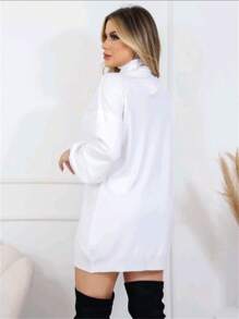 Women Sweater Dresses - White - View 2
