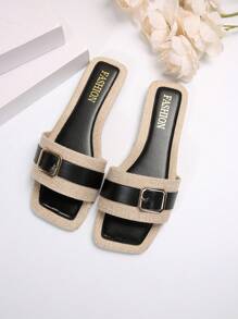 Women's Flat Slip-Resistant Beach Sandals With Square Toe