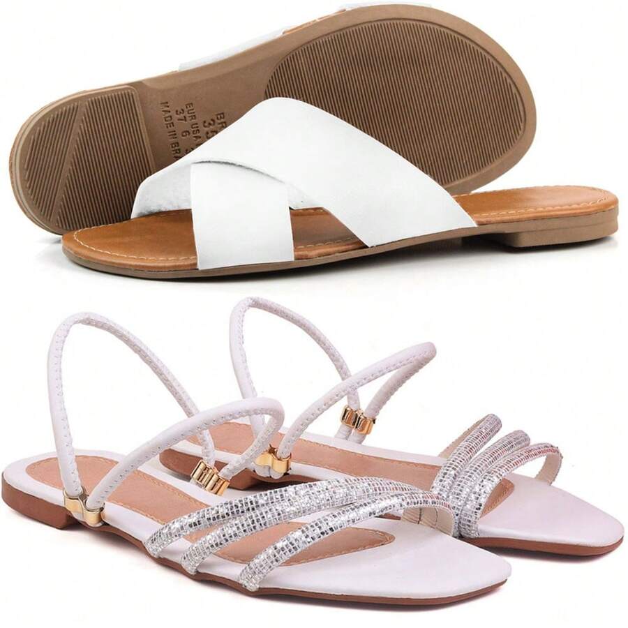 Women Flat Sandals - trắng - Xem 1
