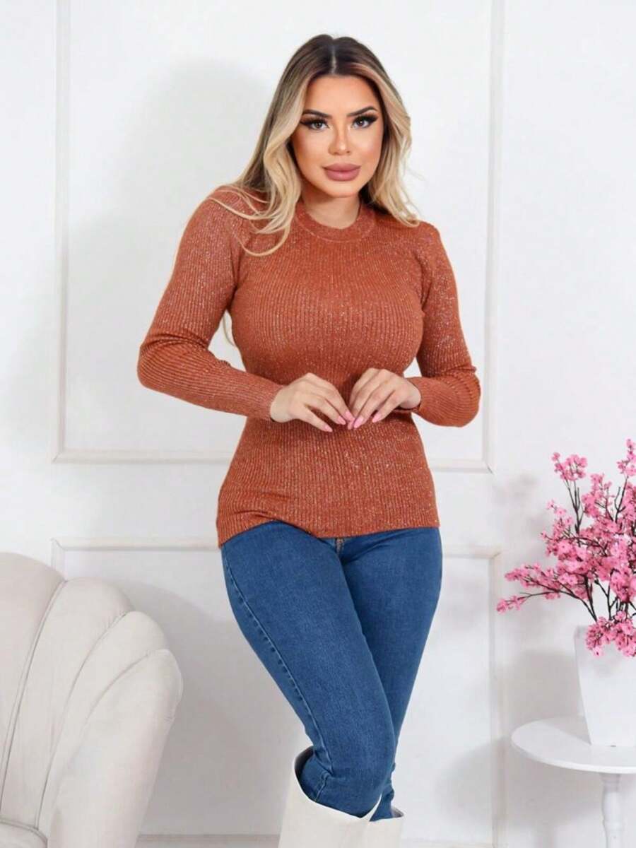 Women Sweaters - 棕色 - 查看 1